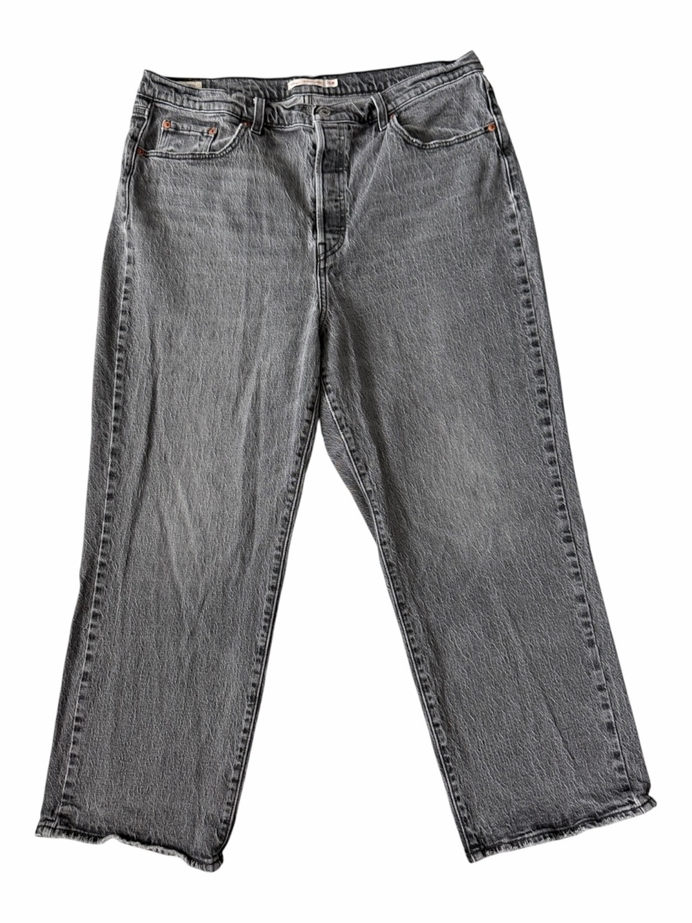 ✅ Levi's Premium Denim Ribcage straight Ankle Gray Jeans size 16W